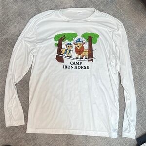 Men’s Camp Iron Horse White Graphic Long Sleeve athletic Tee